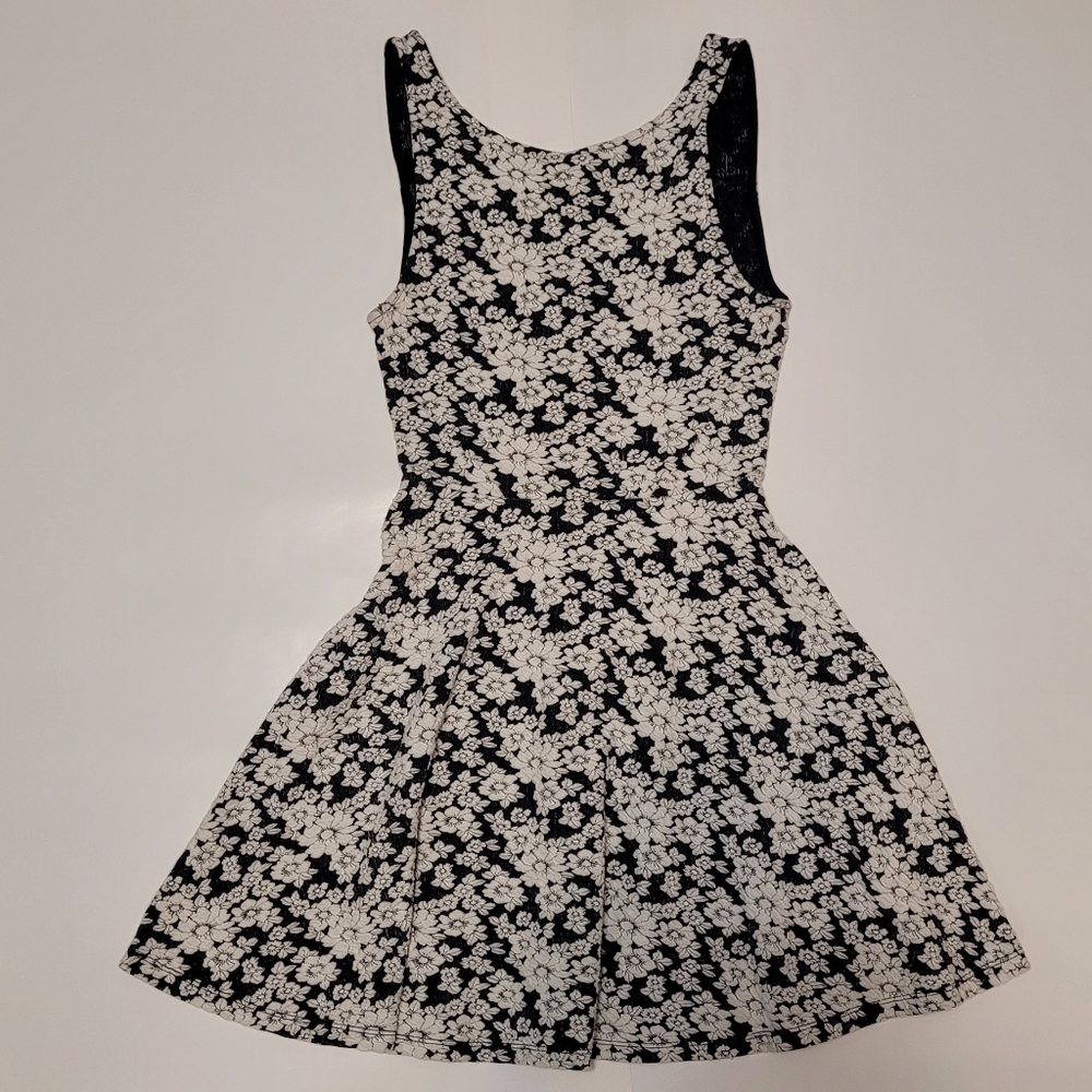 White floral Navy blue dress